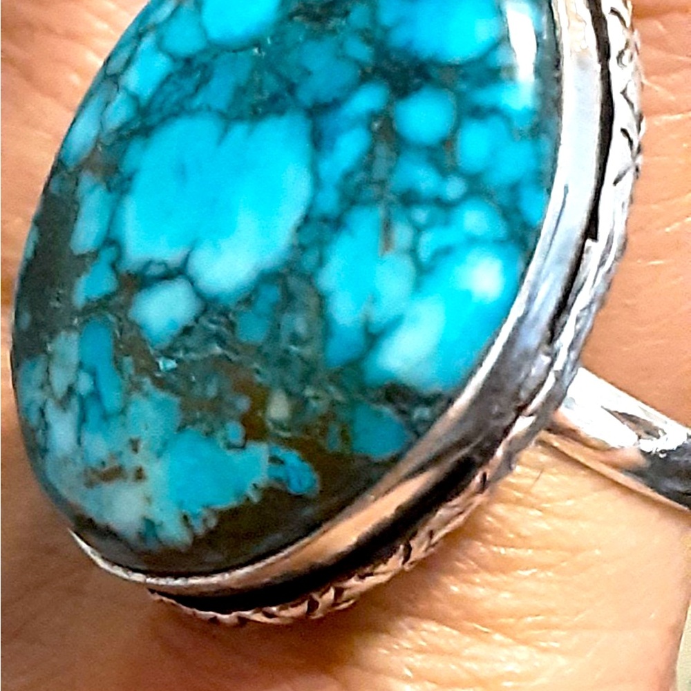 Native American Oswego Nation Morenci Turquoise .925. Very large stone.